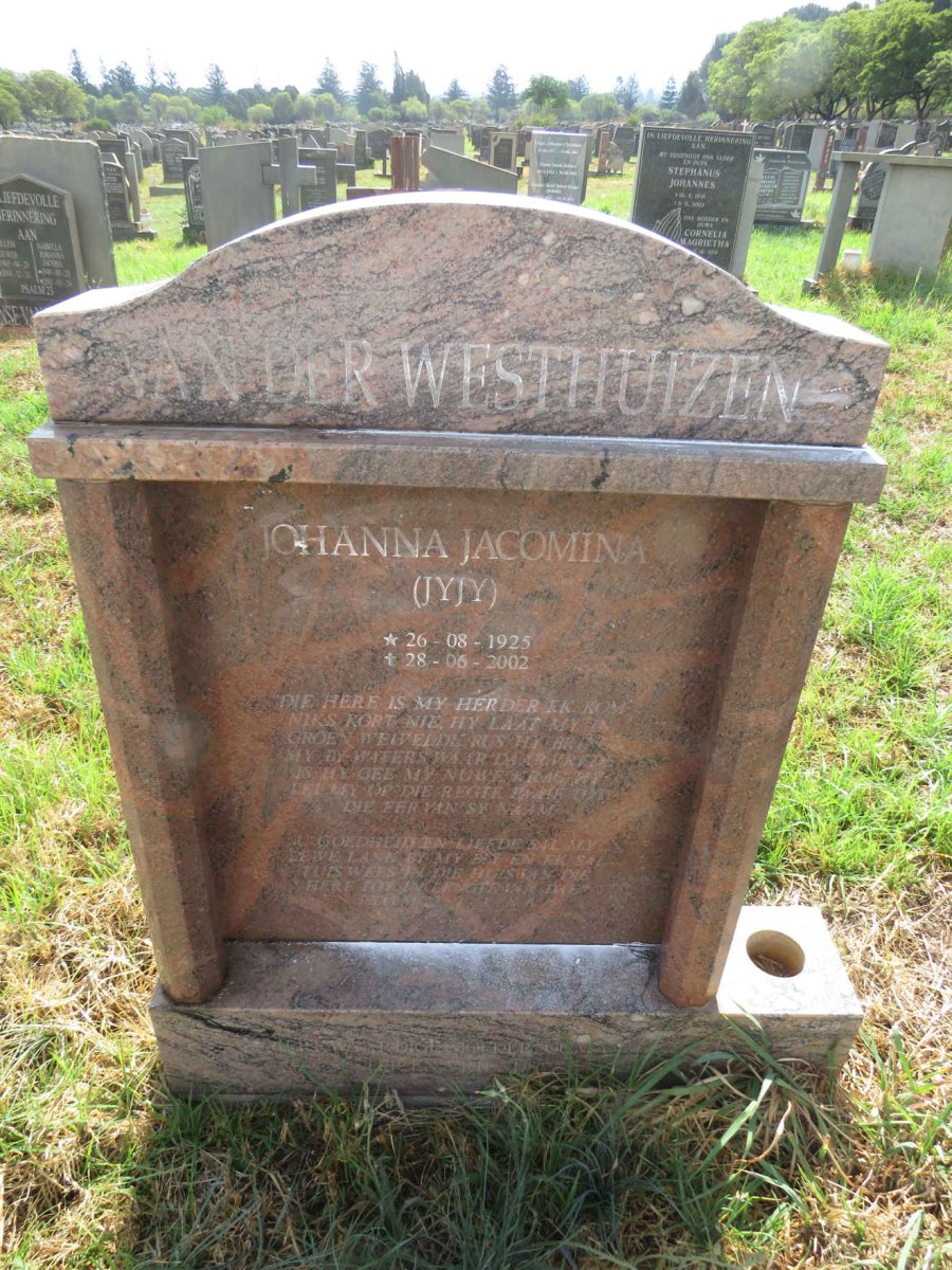 WESTHUIZEN Johanna Jacomina, van der 1925-2002