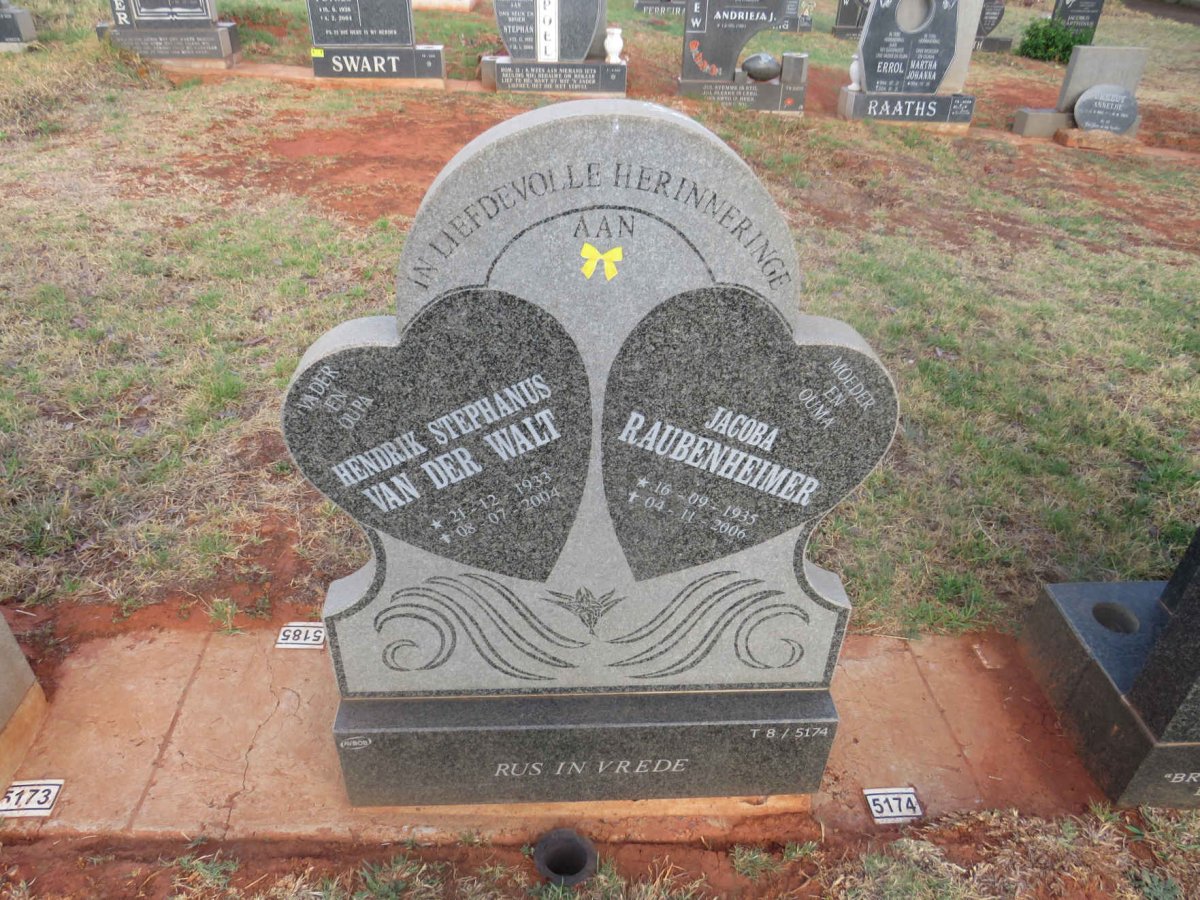 WALT Hendrik Stephanus van der 1933-2004 & Jacoba RAUBENHEIMER 1935-2006