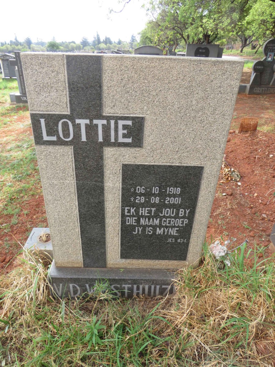 WESTHUIZEN Lottie, v.d. 1918-2001