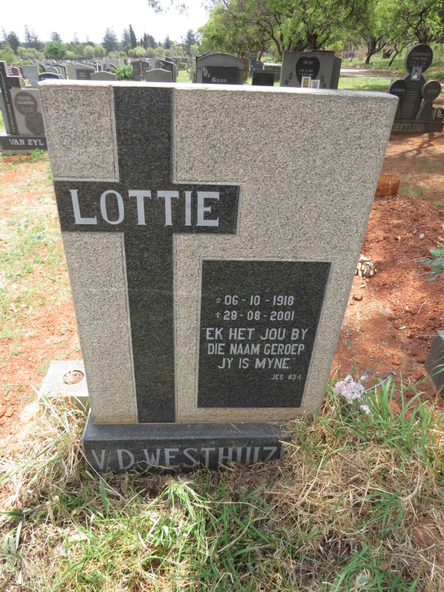 WESTHUIZEN Lottie, v.d. 1918-2001