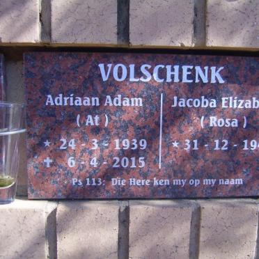VOLSCHENK Adriaan Adam 1939-2015 &amp; Jacoba Elizabeth 1942-