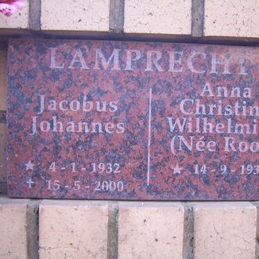 LAMPRECHT Jacobus Johannes 1932-2000 &amp; Anna Christina Wilhelmina ROOS 1933-