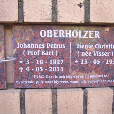 OBERHOLZER Johannes Petrus 1927-2013 &amp; Jienie Christina VISSER 1932-