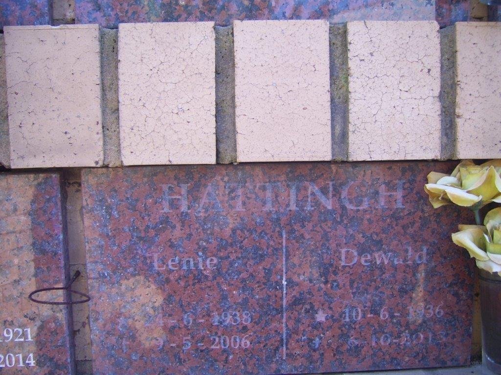 HATTINGH Dewald 1936-2013 &amp; Lenie 1938-2006