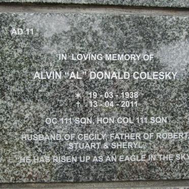 COLESKY Alvin Donald 1938-2011