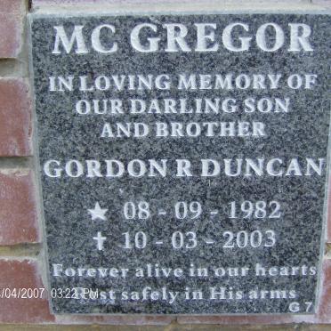 McGREGOR Gordon R. Duncan 1982-2003