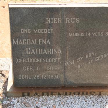 BADENHORST Magdalena Catharina nee DOCKENDORFF 1911-1970