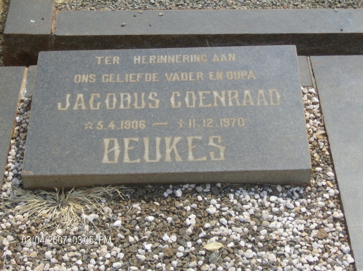 BEUKES Jacobus Coenraad 1906-1970