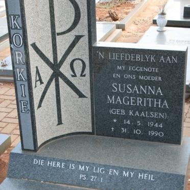 KORKIE Susanna Mageritha nee KAALSEN 1944-1990