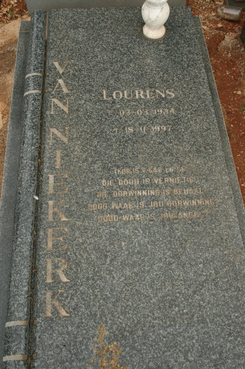 NIEKERK Lourens, van 1934-1997