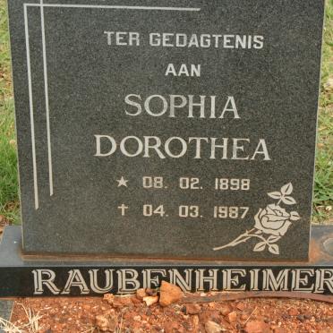 RAUBENHEIMER Sophia Dorothea 1898-1987