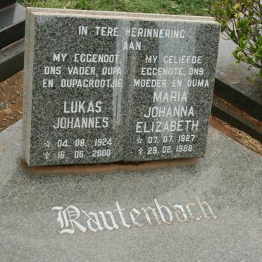 RAUTENBACH Lukas Johannes 1924-2000 &amp; Maria Johanna Elizabeth 1927-1988
