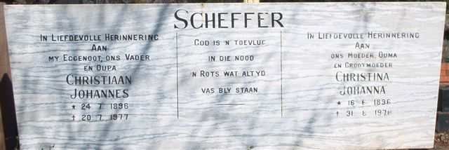 SCHEFFER Christiaan Johannes 1896-1977 &amp; Christina Johanna 1896-1978