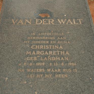 WALT Christina Margaretha, van der nee LANDMAN 1909-1986