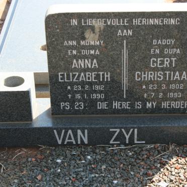 ZYL Gert Christiaan, van 1902-1993 &amp; Anna Elizabeth 1912-1990