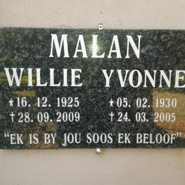 MALAN Willie 1925-2009 &amp; Yvonne 1930-2005
