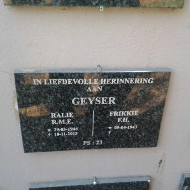 GEYSER F.H 1943- &amp; R.M.E. 1946-2013