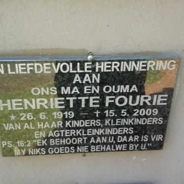FOURIE Henriette 1919-2009