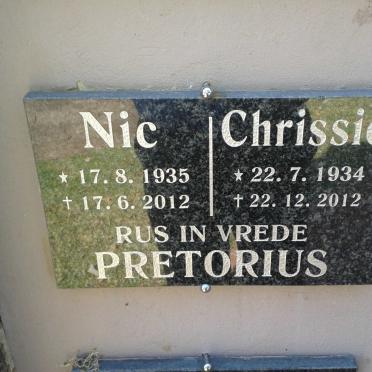 PRETORIUS Nic 1935-2012 &amp; Chrissie 1934-2012