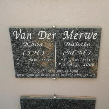 MERWE J.H., van der 1933- &amp; M.M. 1933-2006