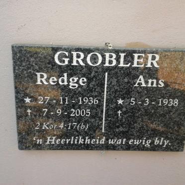 GROBLER Redge 1936-2005 &amp; Ans 1938-