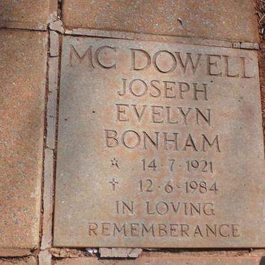 McDOWELL Joseph Evelyn Bonham 1921-1984