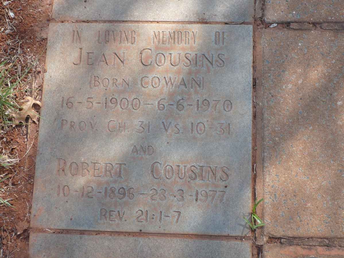 COUSINS Robert 1896-1977 &amp; Jean COWAN 1900-1970