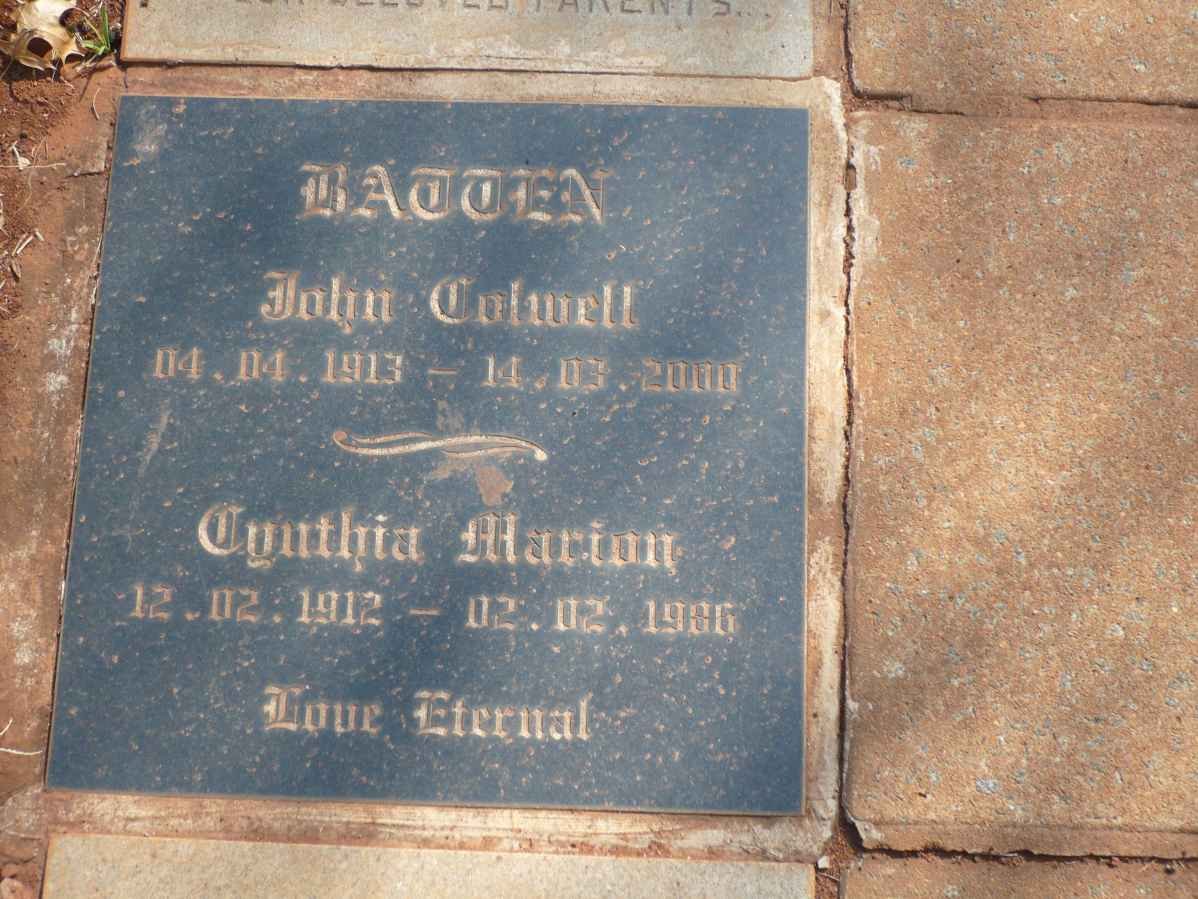 BADDEN John Colwell 1913-2000 &amp; Cynthia Marion 1912-1986