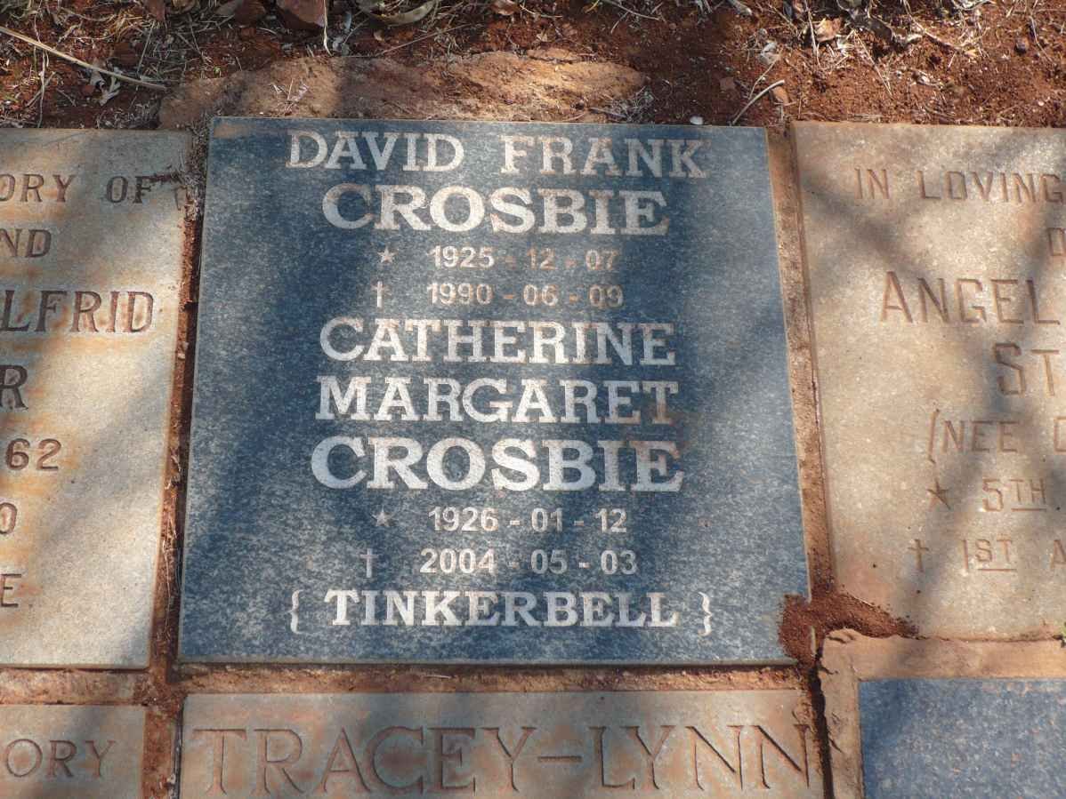 CROSBIE David Frank 1925-1990 &amp; Catherine Margaret 1926-2004