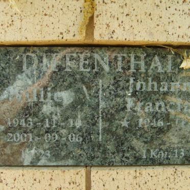 DIFFENTHAL Willie 1943-2001 &amp; Johanna Francina 1946-