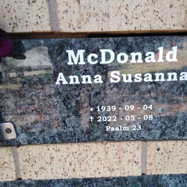 MCDONALD Anna Susanna 1939-2022