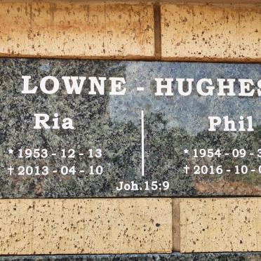 HUGHES Phil, LOWNE- 1954-2016 &amp; Ria 1953-2013