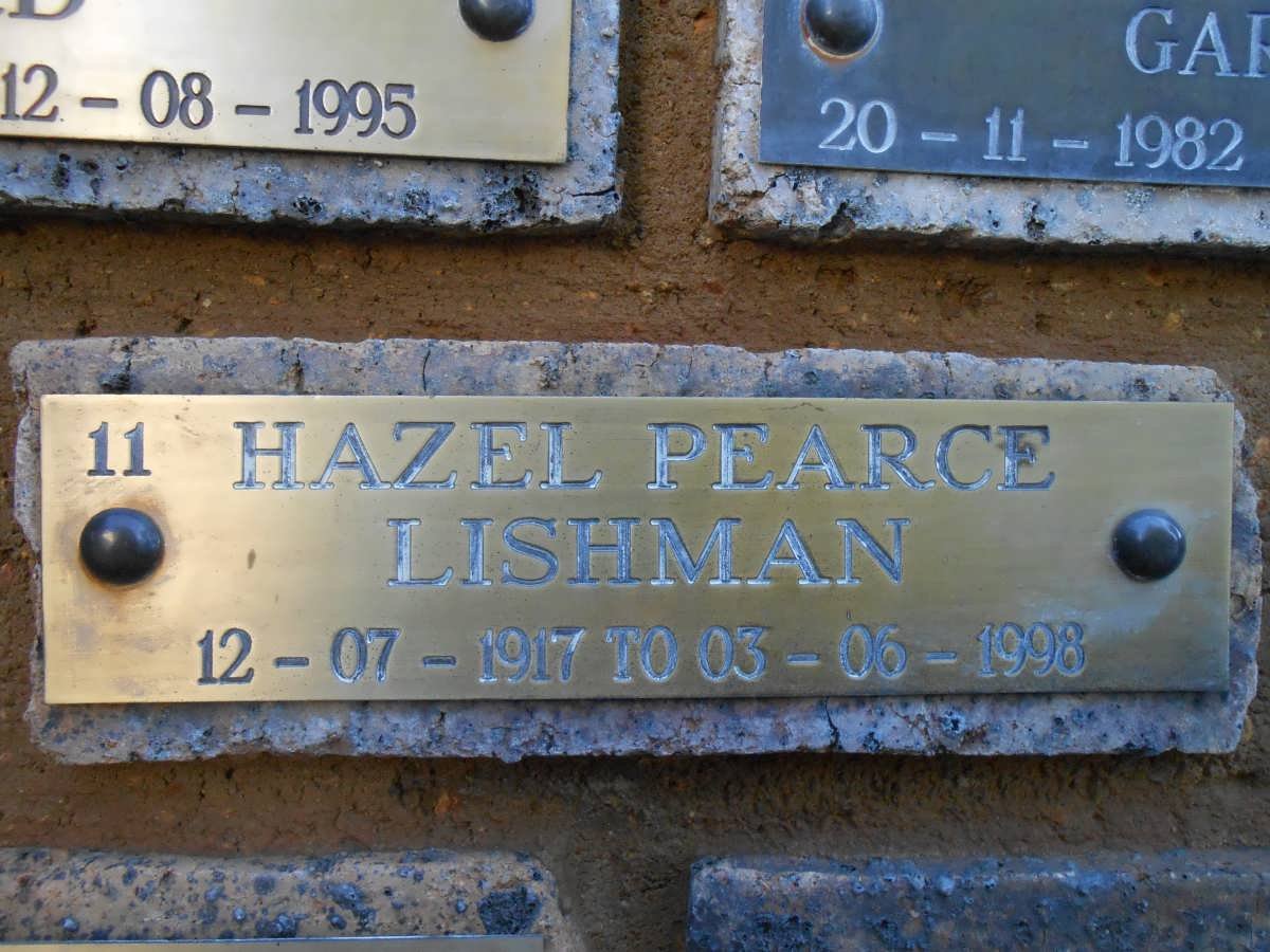 LISHMAN Hazel Pearce 1917-1998