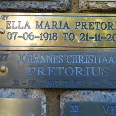 PRETORIUS Johannes Christiaan 1917-2003 &amp; Ella Maria 1918-2006