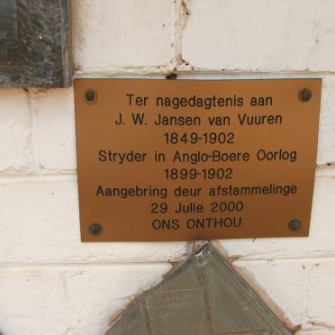 VUUREN J.W., Jansen van 1849-1902