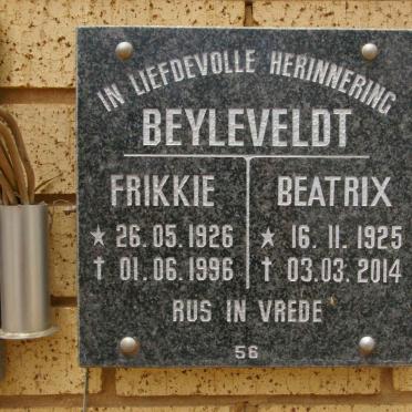 BEYLEVELDT Frikkie 1926-1996 &amp; Beatrix 1925-2014