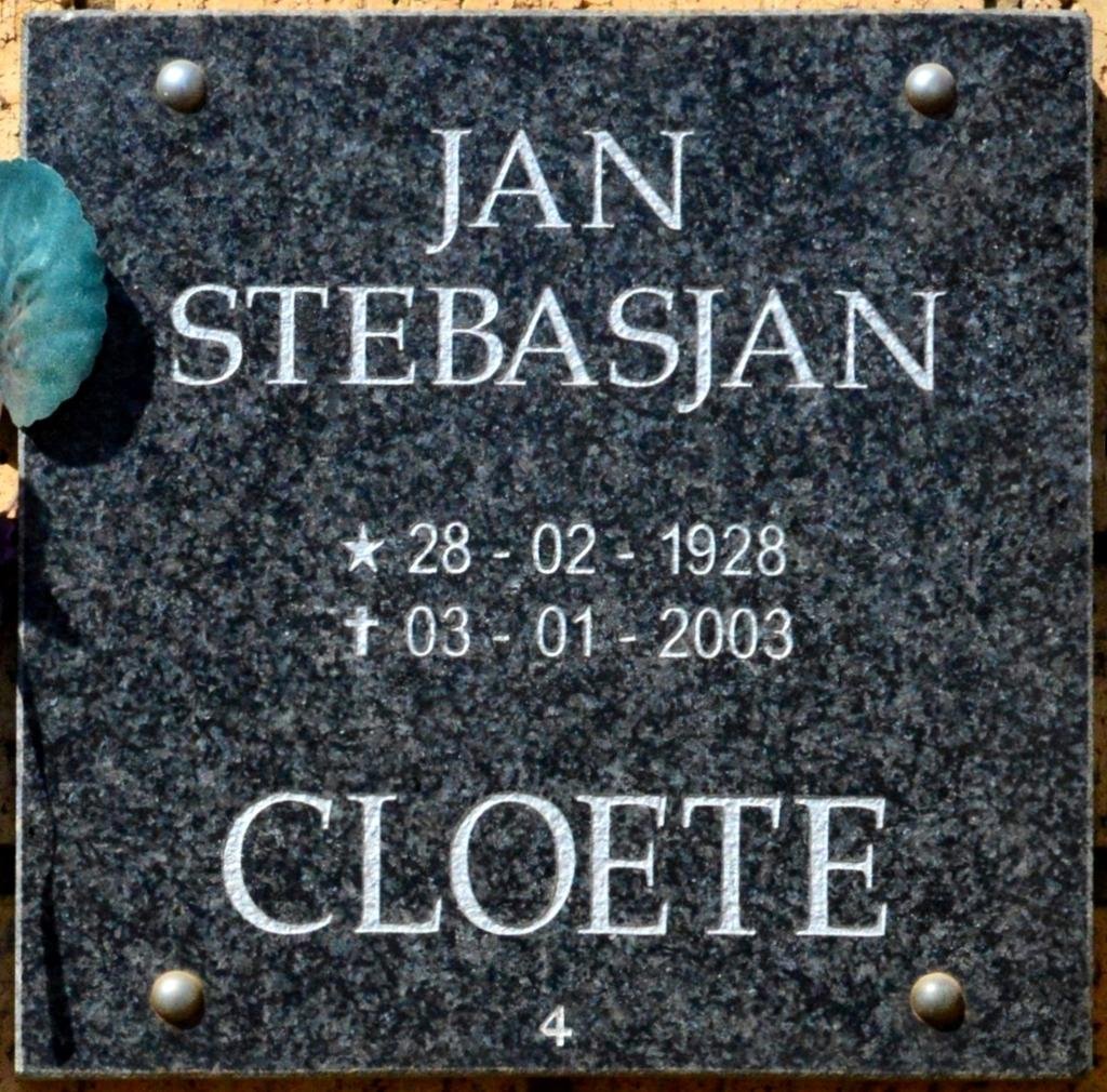 CLOETE Jan Stebasjan 1928-2003