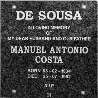 SOUSA Manuel Antonio Costa, de 1934-1992