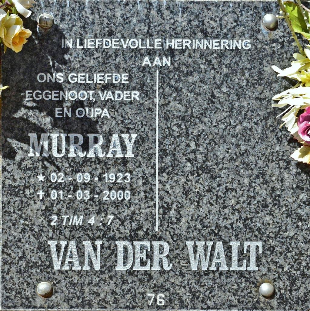 WALT Murray, van der 1923-2000