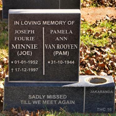 MINNIE Joseph Fourie 1952-1997 :: van ROOYEN Pamela Ann 1944-