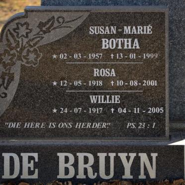 BRUYN Willie, de 1917-2005 &amp; Rosa 1918-2001 :: BOTHA Susan-Marié 1957-1999