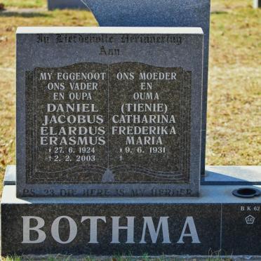 BOTHA Daniel Jacobus Elardus Erasmus 1924-2003 &amp; Catharina Frederika Maria 1931-
