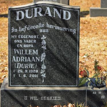 DURAND Willem Adriaan 1920-2001