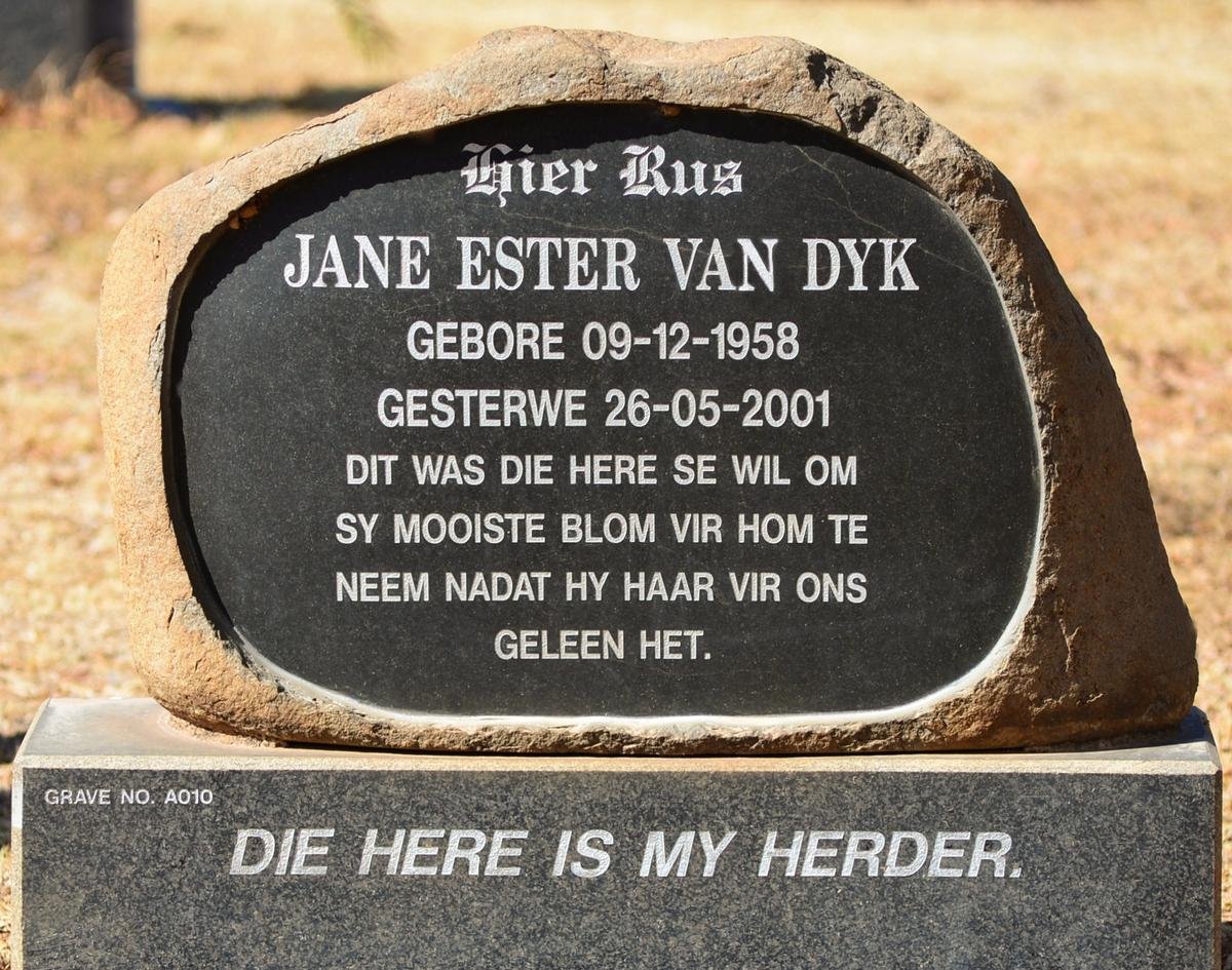 DYK Jane Ester, van 1958-2001