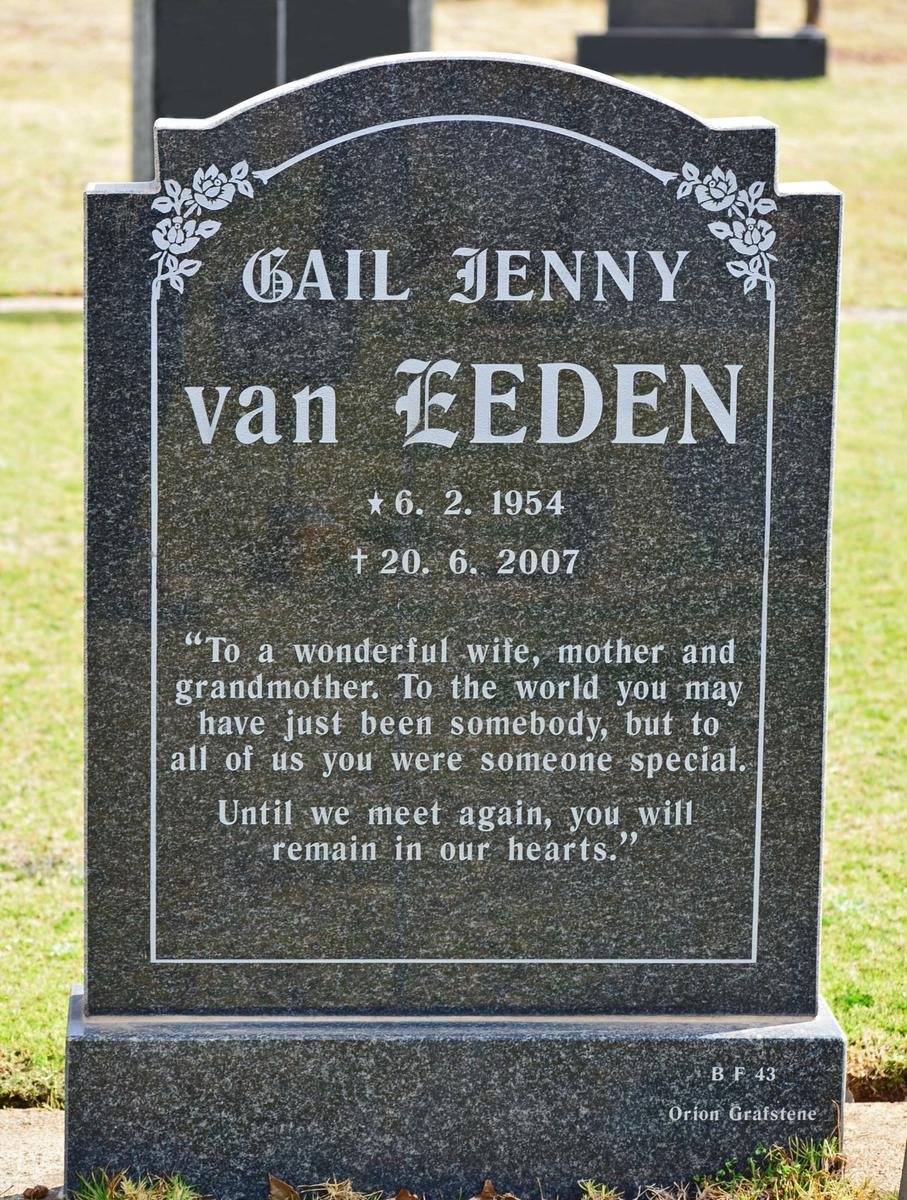 EEDEN Gail Jenny, van 1954-2007