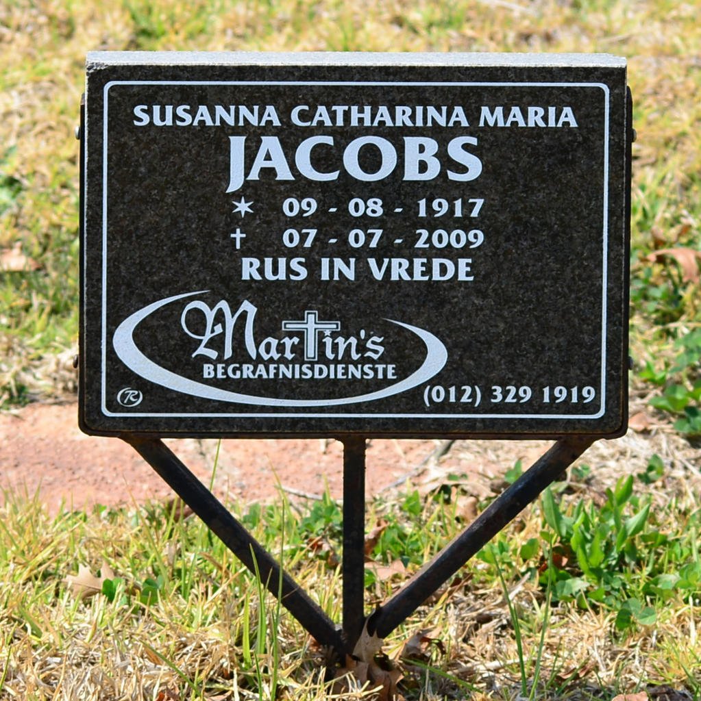 JACOBS Susanna Catharina Maria 1917-2009