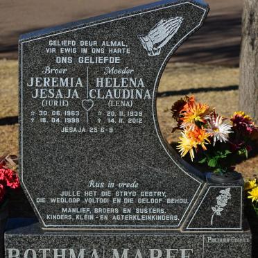 MAREE Helena Claudina 1939-2012 :: BOTHMA Jeremia Jesaja 1963-1999