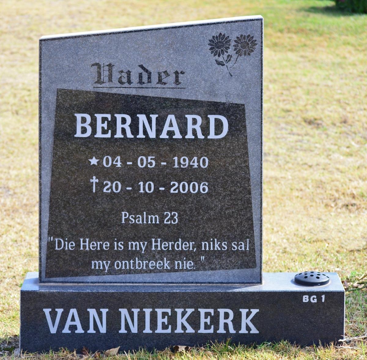 NIEKERK Bernard, van 1940-2006
