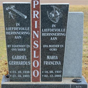 PRINSLOO Gabriël Gerhardus 1936-1993 &amp; Maria Francina 1937-2005