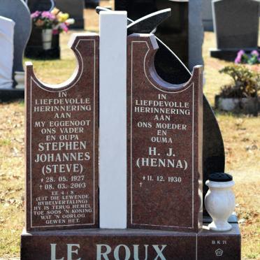 ROUX Stephen Johannes, le 1927-2003 &amp; H.J. 1930-